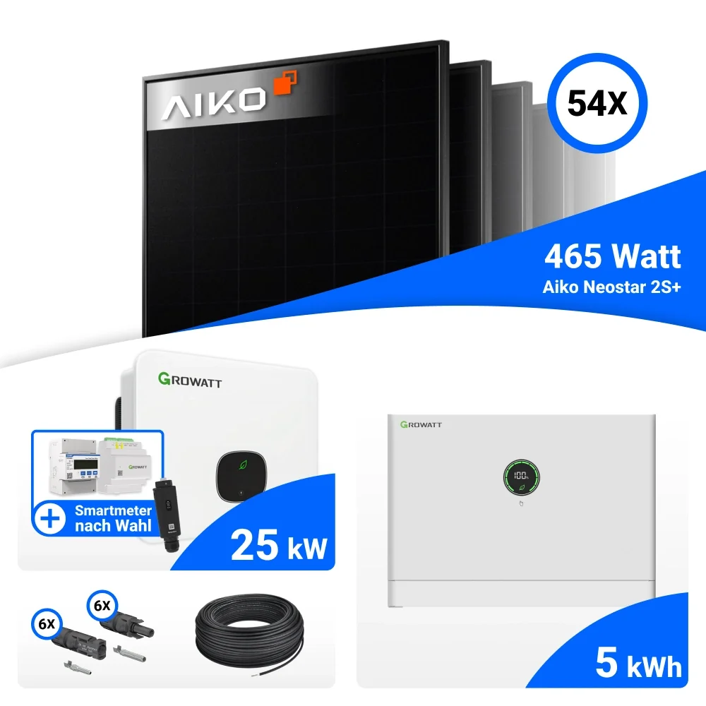 PV Komplettset 25 kWp – 54x AIKO 465W Full Black & Growatt MID25KTL3-XH mit Speicheroption – Bild 9