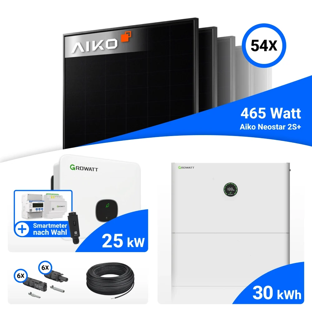 PV Komplettset 25 kWp – 54x AIKO 465W Full Black & Growatt MID25KTL3-XH mit Speicheroption – Bild 8