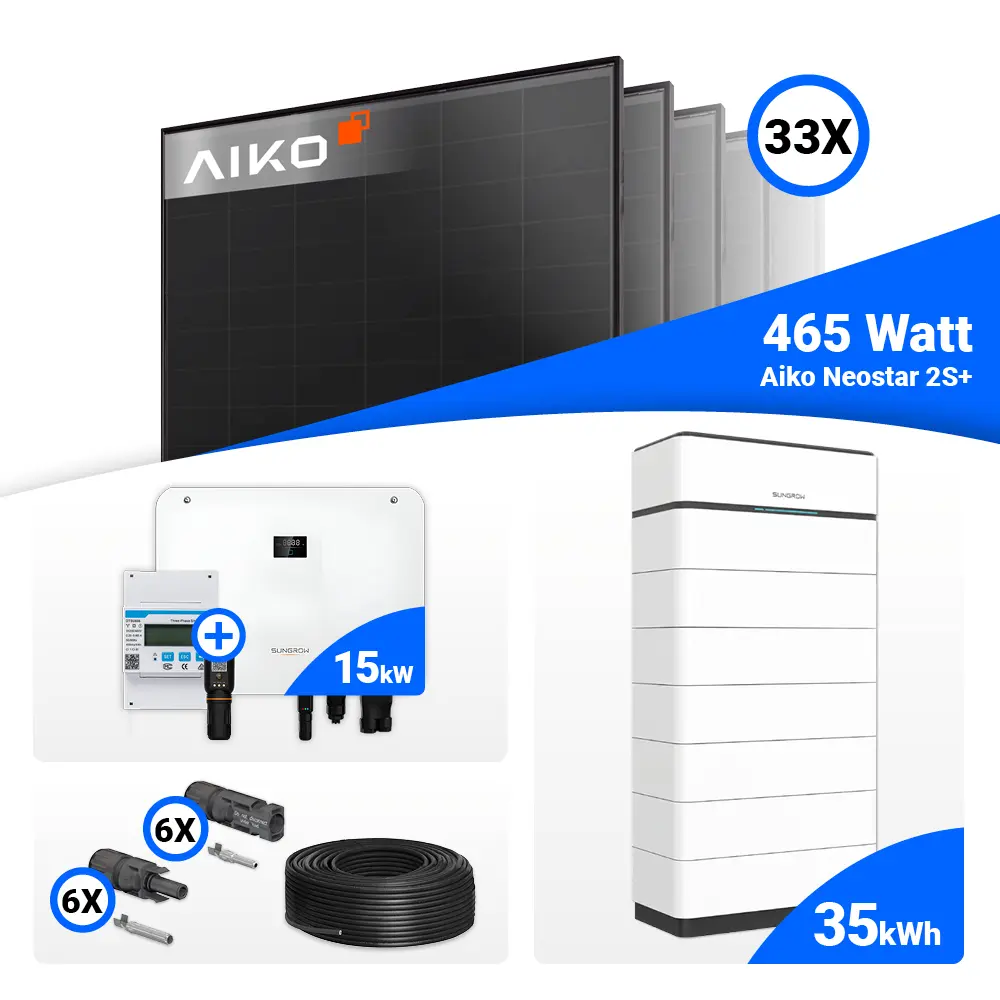 PV Komplettset 15 kWp – 33x AIKO 465W Full Black & Sungrow Hybrid SH15T mit Speicheroption – Bild 8